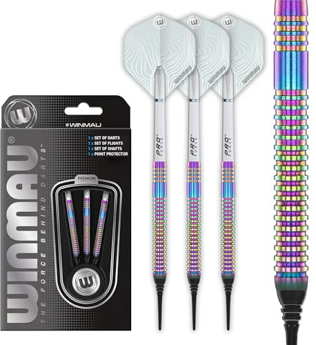 WINMAU Darts Solaris Urban 19 g Fass / 21 g Vollgewicht Professionelles Dart-Set mit weicher Wolframspitze, Flüge und Schäften