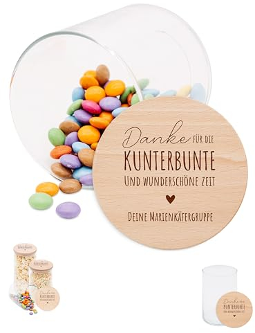 wunderwunsch Personalisierte Vorratsgläser mit Deckel mit Gravur - Vorratsglas Personalisiert individualisiert für Kaffee, Tee, Abschied Geschenk Erzieherin (Spruch + Name, klein - 530ml)