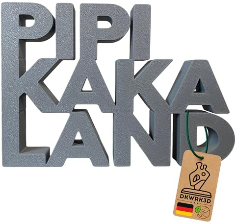DKWRK3D PIPI Kaka Land Schild - Kunststoff Aufsteller Gästebad Deko - Toilette Bad Schriftzug - WC Schild Lustig - Toilettenschild Badezimmer - Gäste WC Bild - Witzige Pippikakka (Grau, XL)