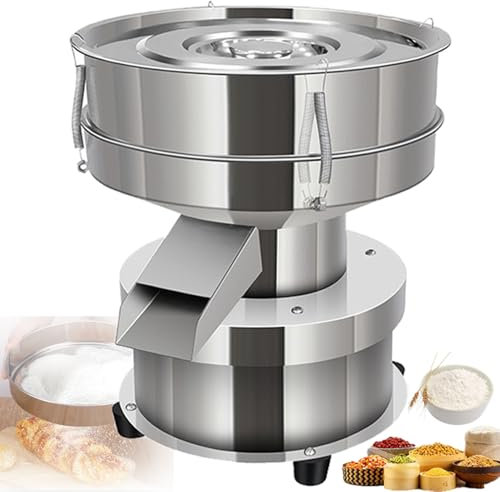 Electric Sieve Machine,Stainless Steel Flour Sifter Electric Vibrating Sieve Machine with 40 Mesh Sieve,1350RPM Automatic Powder Sifter Machine for Powder Particles Liquid,Large Discharge Port,10cm
