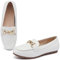 ABEJOJO Damen Loafer Schuhe, Bequeme Slip auf Casual Flat Mocassin Penny Schuhe zum Wandern, Fahren, Dressy (White PU 39.5)