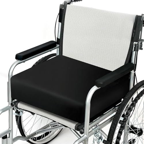 Pinkfairy 4 Foam Wheelchair Seat Cushion - High Density Foam with Removable Polyester Cover (20 x 18 x 4)