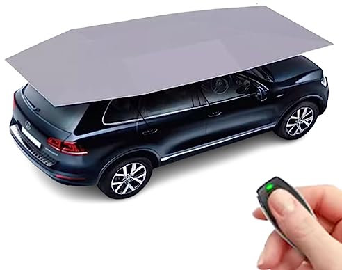 HTDRE Abri de Voiture Mobile Universel, abri de Voiture Mobile Pliable entièrement Automatique, auvent de carport Mobile pour Tente extérieure, télécommande Automatique (Gris 5,2 m)