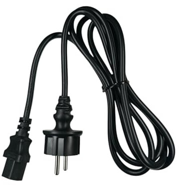 2 Meter Kaltgerätekabel 230V 10A IP44 Stecker Gerade (Typ F CEE 7/4) Kaltgerätekupplung C13 Buchse Netzkabel 3 Polig Stromkabel für PC Computer Drucker Monitor - Schwarz Kabel