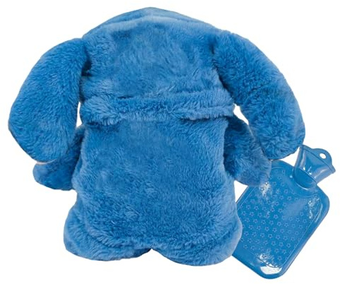 Bouillotte Peluche,Bouillotte Sti-tch,Bouillottes Enfant en peluche bleue avec cartoon, housse en peluche amovible, idéale comme cadeau pour la famille et les amis