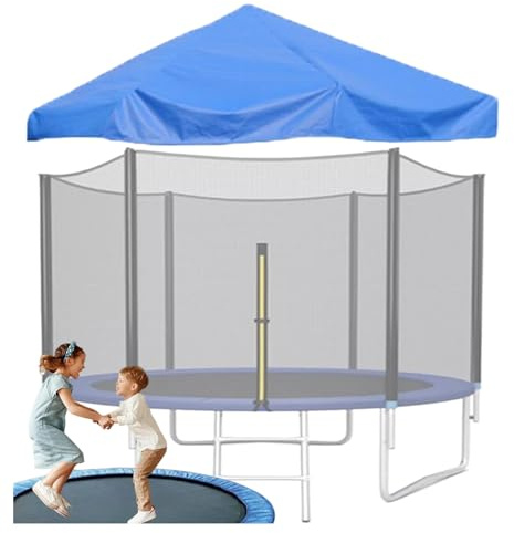 Trampolin Sonnenschutz Abdeckung Trampoline Tent Cover, Heavy Duty Wind Resistant Canopy Enclosure, Sturdy Design für Innenhof, Spielplatz, Outdoor (15FT- 6 4.57m,Blue)