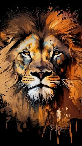 ARTGOTO Diamond Painting Erwachsene Groß XXL 60 x 105 cm Löwenkopf | Orange und Schwarz DIY Diamant-Malerei 3 Werkzeugsets 30 % Extra-Diamanten
