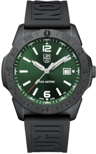 Luminox Pacific Diver Herren Taucheruhr 44 mm Edelstahl – Quarz Analog 20 bar, Edelstahlarmband Silber, grünes Zifferblatt, Datum, Leuchtzeiger XS.3137.B