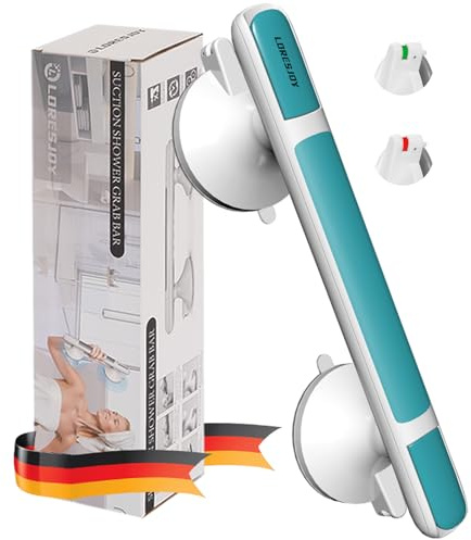 LORESJOY Haltegriffe für Senioren, Haltegriff Dusche Ohne Bohren, Haltegriff mit Saugnapf, Duschgriff für Senioren, Abnehmbare Duschgriff mit Saugnapf, Badewannengriff, Sauggriffe (Blau)