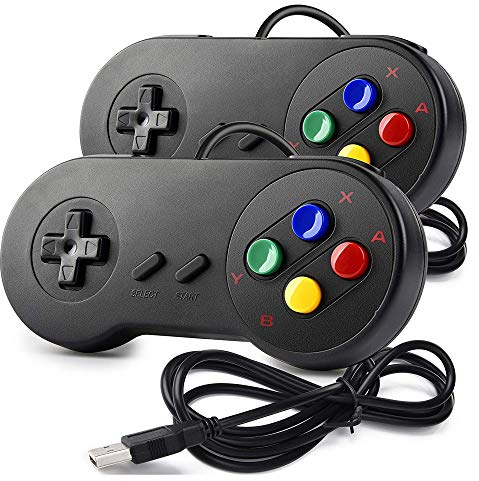 miadore 2 x SNES USB Controller GamePad Joypad SNES Controller Joystick für Windows PC Mac Raspberry Pi (Multi-Color Keys)