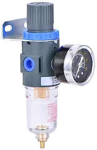 1/4NPT Air Filter Pressure Regulator, Water-Trap Air Tool Compressor Filter with Gauge