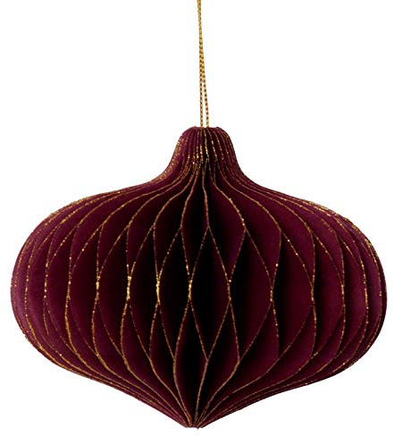 coopz Weihnachtsschmuck Weihnachtskugel Papier Anhänger Zwiebel 11 cm Christbaum Christbaumkugel, Farbe:Bordeaux