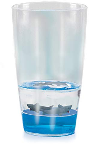 Deluxebase Floatarama - Bicchiere a forma di squalo da 250 ml, senza BPA, in acrilico, con statuine di animali galleggianti, divertente bicchiere in plastica, tazza da viaggio, tazza da campeggio