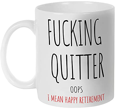 Fatbaby Funny Retirement Gifts for Men and Women,Quitter I mean Happy Retirement,Retired Coffee Mug Gifts for Coworkers