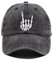 Skelett-Handhut, Totenkopf-Finger-Baseballkappe, verstellbar, gewaschenes Denim, für Männer und Frauen, Stickerei Schwarz, Einheitsgröße