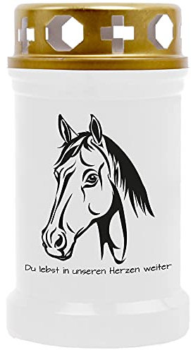 HS Candle Candela funeraria con motivo animale (cavallo) – circa 40 ore di combustione per candela (12 cm, diametro 6 cm) – molti disegni diversi