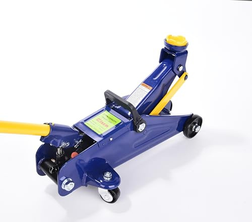 2 Ton Heavy Duty Floor Jack, Lifting Range 5-1/8 to 13,Hydraulic Low Profile Trolley Service Car Jack,4400 lb Capacity,Blue(AA51)