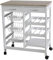 FEFE® Kitchen Trolley MDF Top White Island Dining Cart Worktop Basket Storage Lockable Wheels Rolling Kitchen Portable Island Kitchen Trolley with Drawers and Open Shelf, White