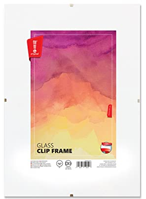 memobe Bilderrahmen Rahmenloser Bilderrahmen - Cliprahmen - Bilderrahmen aus Kunststoff mit Glas - Fotorahmen - Rahmenloser Glasbilderrahmen - Posterrahmen mit Klammern - Wechselrahmen 10x15 cm