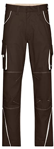 James & Nicholson Workwear Bundhose - Praktische Arbeitshose in Kontrastoptik | Farbe: brown/stone | Grösse: 52