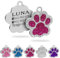Ibera Gifts - Chapa Perro Grabada en Forma de Pata con Perdería y Purpurina, Placa Perro Personalizada para Perros y Gatos Pequeños y Medianos, Chapa Identificativa Perro y Gato (Fucsia)