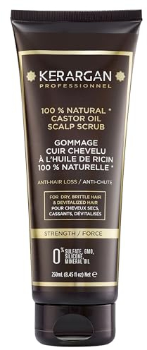 Kerargan - Gommage Capillaire Anti-Chute à l'Huile de Ricin - Pour un Cuir Chevelu Sain et des Cheveux Revitalisés - Enrichi en Huile d'Amande Douce et Aloe Vera - Sans sulfate, OGM, silicone - 250ml