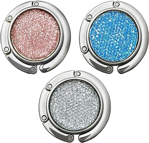 hongmo 3 Piezas Gancho Plegable para Bolso, Gancho Bolso Mesa Plegable Bolsa de Gancho Portátil Bolsas, Gancho Lateral de Mesa Antideslizante, Ganchos de Escritorio para Bolsos, Monederos