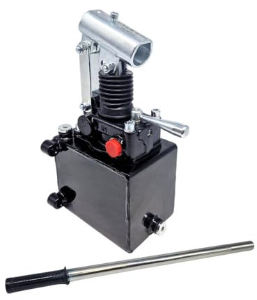Flowfit Bomba de mano hidráulica de doble efecto de 45 cc, para cilindro de doble efecto, montada con depósito. Palanca de mano de 600 mm incluida (1 litro/sin válvula de alivio)