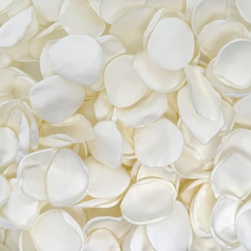 Vsosfiza 200 Stück Seiden Rosenblätter für Hochzeit,Wiederverwendbare blütenblätter,künstliche Streu Blütenblätter für Hochzeitsgang,Valentinstag,Brautduschen(Reisweiß)