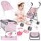 deAO Puppenzubehör-Set mit Puppenwagen, Puppenbett, Puppe, und Spielmatte, Reisebett, Wippe, klappbarer Puppenwagen und Reisetasche, Rollenspiel Geschenke für Kleinkinder Mädchen und Jungen