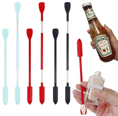 Zamety 3 Stück Silikon Spatel Kleiner, Dehnbar Teigschaber Klein, Mini Silikon Löffel und Spachtel Set, Multifunktionalen kleiner Silikonspatel für Kosmetik, Marmeladengläser, Schmale Dosen