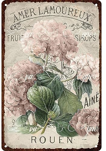 Retro Metall Blechschild, Rostfrei UV-geschützte Vintage Blumen Metallschild, 20x30cm, Eisen Malerei Schilder Zitaten für Bar, Café, Schlafzimmer (D)