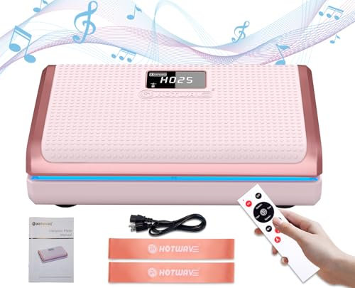 HOTWAVE Exercise Machine with Bluetooth Vibrating Plate and LED Lights for Lymphatic Drainage, Power Vibrating Plate Platform for Weight Loss, Vibration Plate Machine