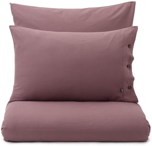 URBANARA Telhado Flanell-Bettwäsche 200x200 & 2X 80x80 cm I 50% Tencel Lyocell & 50% Baumwolle Made in Portugal I Weich & Kuschelig I Warme Winterbettwäsche Oeko Tex Standard 100 I Dunkles Taupe