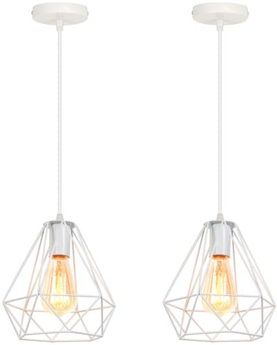 iDEGU - Juego de 2 lámparas de techo (20 cm, lámpara de techo, E27, lámpara industrial, metal, lámpara de araña, diseño de jaula, colgante vintage para dormitorio, cocina, café, restaurante), color