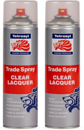 Tetrosyl Trade Spray Clear Lacquer 500ml Fast-Drying Acrylic Clear Coat Aerosol, Adjustable Nozzle, High-Gloss Protective Topcoat for Car Paint Refinishing (2 Pack)