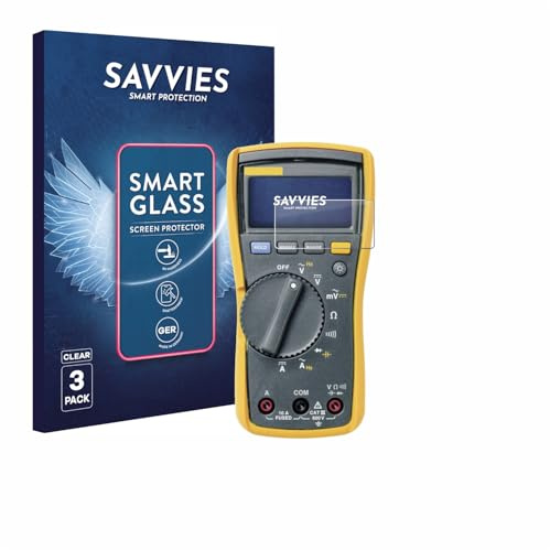 Savvies Schutzglas für Fluke MultiMeter 115 | 3 Stück Transparenter Displayschutz Made in Germany Panzer Schutz Glas 9H Schutzfolie HD Klar Blasenfrei Einfache Montage