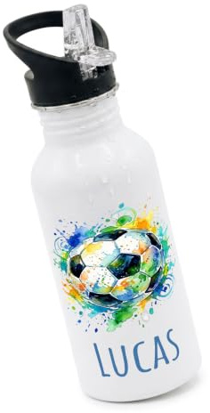 Bärenfreunde Personalisierte Trinkflasche, Edelstahl Wasserflasche, Kinder | Thermosflasche, Metallflasche mit Gravur, Thermoskanne mit Namen, Strohhalm, plastikfrei, Grundschule