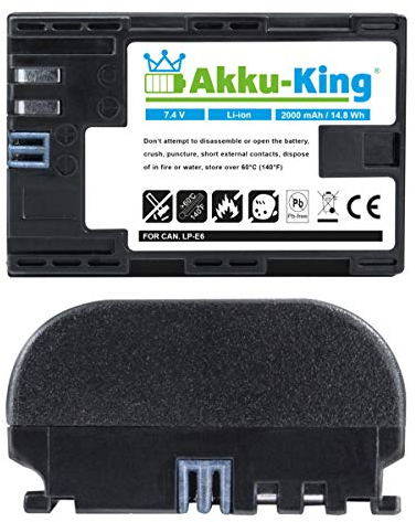 Akku-King Akku kompatibel mit Blackmagic Design LP-E6 - Li-Ion 2000mAh - für Video Pocket Micro Cinema Studio Camera 4K, Assist 5 Zoll (12,7 cm), Assist 4K 7 Zoll (17,78 cm)