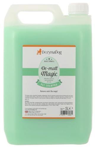 Dezynadog De-Matt Magic Dog Shampoo, unübertroffenes Pflegeshampoo für Haustiere, Entfilzungs- und Entwirrungsshampoo für Hunde, spendet trockenem Fell Feuchtigkeit, hergestellt in Großbritannien, 5L