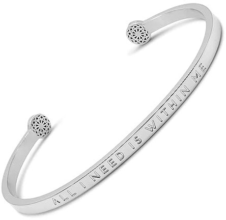 SIMPLE PLEDGE | All I Need is Within Me Armreif | Armband Damen mit Gravur in Silber, Gold, Roségold | Perfekt als Schmuck Geschenk | Blindgravur
