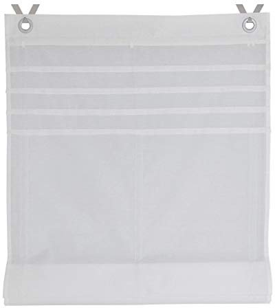 Deco4Me Raffrollo Ösenrollo Hakenrollo 80x140 weiß Classic ohne Bohren Vorhang Gardine