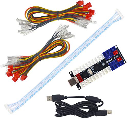 SJ@JX 2 Player LED Arcade USB Encoder Board Zero Delay Game Controller Light DIY Kit 20x Button Cable 2X Joystick Cable for Retro Pie PC MAME Raspberry Pi