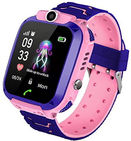 Enfants Smartwatch IP67 Étanche - Montre Intelligente LBS Localisateur avec Chat Vocal SOS Aide Montres Appareil Photo Numérique Mobile Téléphone Montre Cadeau Enfants pour Filles Garçons (S12 Pink)
