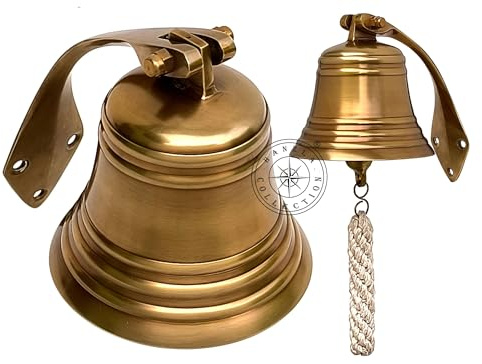 Hanzla Collection Massive Messingglocke Marine Piratenhaus Wandmontage Schiff Alte Antik Finish Hängende Glocke Perfekt für Schule, Bar, Empfang, Letzte Bestellung, Indoor & Outdoor