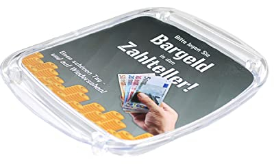 ogoPLUS Zahlteller mit bedrucktem Papiereinleger schwarz, Geldschale Geldteller Werbung Kassensysteme