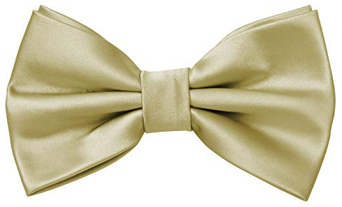 MASADA Herren Fliege Beige-Champagner Seidenlook, stufenlos verstellbar, handgefertigt, Hakenverschluss - 12 x 6 cm 100% Polyester