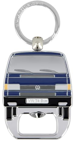 BRISA VW Collection - Volkswagen Schlüssel-Anhänger-Ring Schlüsselbund-Accessoire Keyholder mit Flaschenöffner im T3 Bulli Bus Design (Bus Front/Blau)