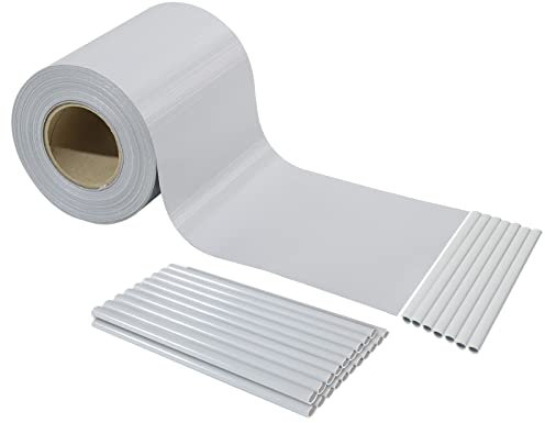 CCLIFE Brise-Vue en PVC, Brise-Vue Rouleau, 19 cm Clôture en Rouleau, Clôture de Jardin Balcon Bandes de Protection de la Vie Privée, 35/50 m, Opaque, Aux Intempéries, Couleur:Gris Clair, Size:35m