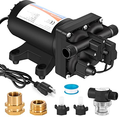 YOUNGTREE 110V Water Pump with Pressure Switch Include Power Plug 5.5 GPM 70PSI 110VAC Water Pressure Booster Pump for Home Kitchen Bathroom RV Marine Yacht Garden Hose Black